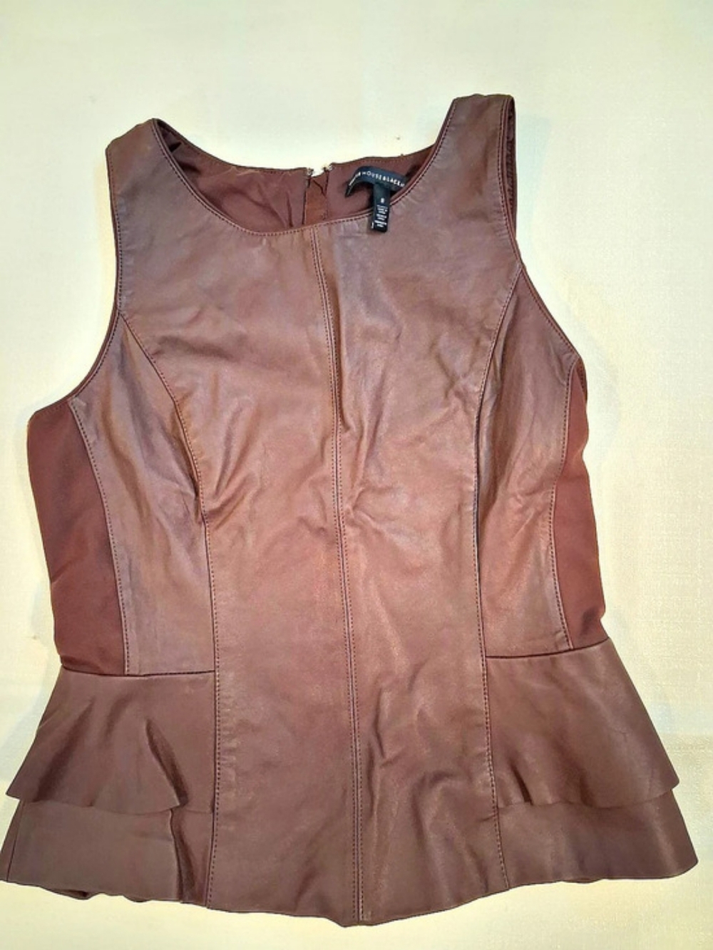 White House Black Market Brown Peplum Tank Top